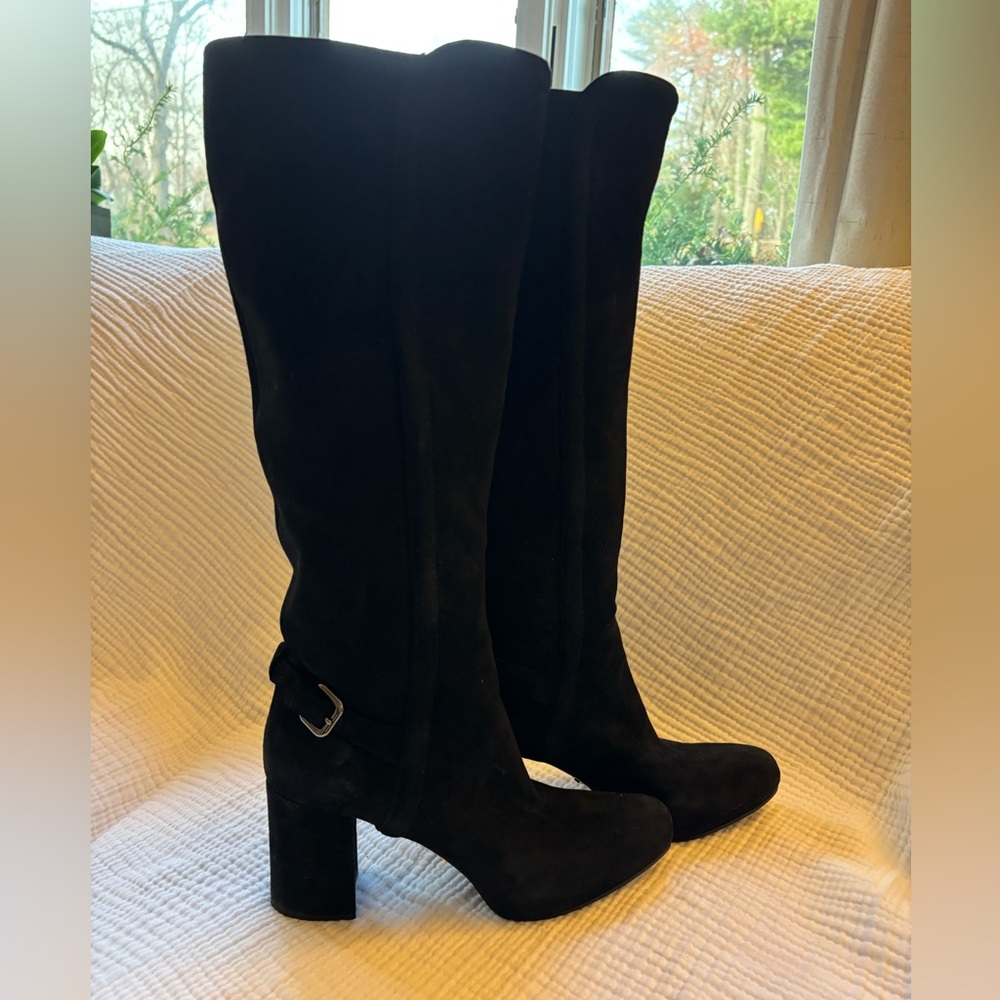 Prada women boot black suede boots 39 1/2